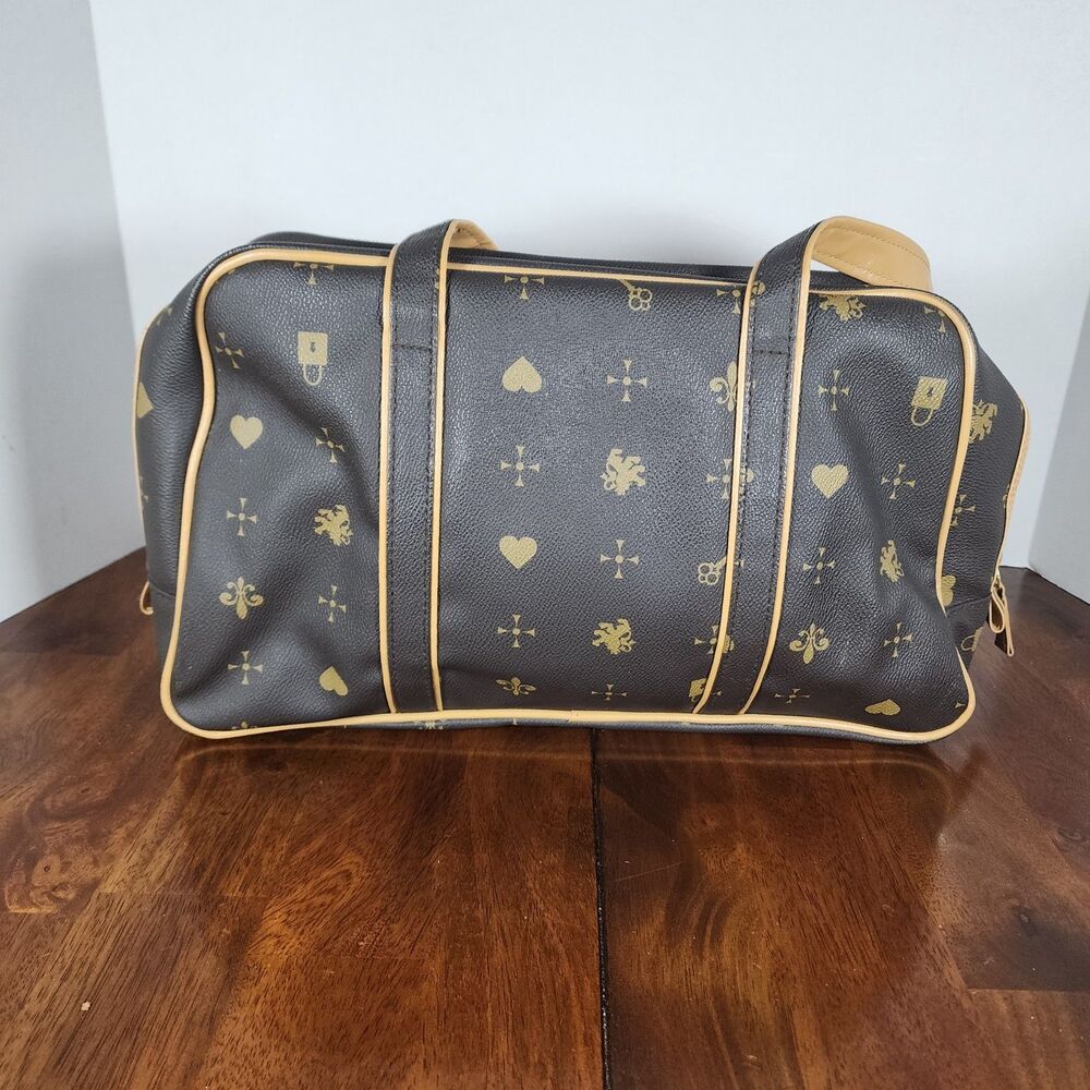 Large Brown with Beige Trim Cosmetic Bag